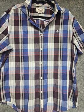 Original Penguin by Munsingwear Men’s XL Plaid Short Sleeve Button-Up Classic